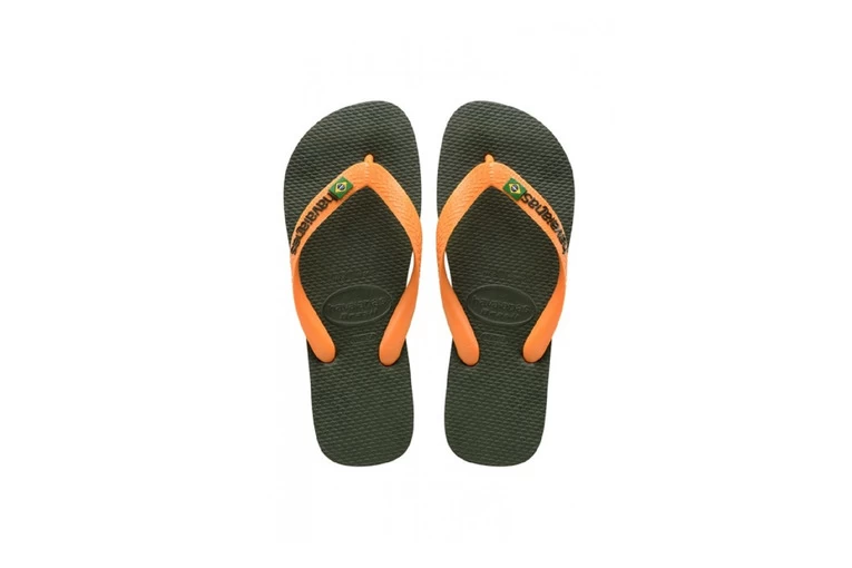 Havaianas Brasil Logo Groen/oranje Unisex 1 Havaianas Brasil Logo Groen/oranje Unisex