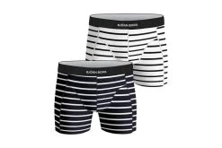 Björn Borg 2-pack Single Stripe Cotton Stretch Shorts Blauw/wit Heren