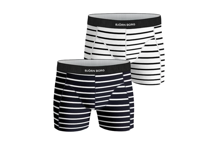 Björn Borg 2-pack Single Stripe Cotton Stretch Shorts Blauw/wit Heren 1 Björn Borg 2-pack Single Stripe Cotton Stretch Shorts Blauw/wit Heren