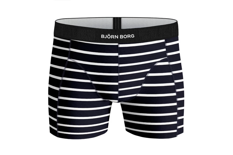 Björn Borg 2-pack Single Stripe Cotton Stretch Shorts Blauw/wit Heren 2 Björn Borg 2-pack Single Stripe Cotton Stretch Shorts Blauw/wit Heren - Afbeelding 2