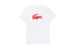 Lacoste SPORT T-shirt Met Krokodillenprint Wit/rood Heren